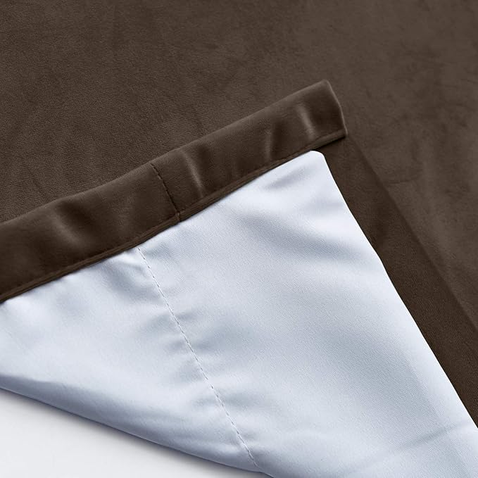 ChadMade Extra Long Blackout Lined Premium Velvet Curtain Brown 72Wx120L Inch (1 Panel), Eyelet Grommet for Livingroom Bedroom Theater Studio, Leon Collection - Image 5