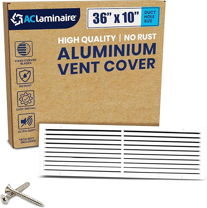 36x10 Inch (Duct Opening) Air Return Vent Cover Decorative – Premium Aluminum AC Vent Cover for Ceiling & Wall, Rustproof Grille, Ideal for Home HVAC Grille, Durable & Easy to Install by ACLAMINAIRE by LAMINAIRE