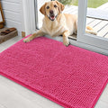 OLANLY Dog Door Mat for Muddy Paws 36x24, Absorbs Moisture and Dirt, Absorbent Non-Slip Washable Doormat, Quick Dry Chenille Mud Mat for Dogs, Entry Indoor Entryway Carpet for Inside Floor, Hot Pink by OLANLY