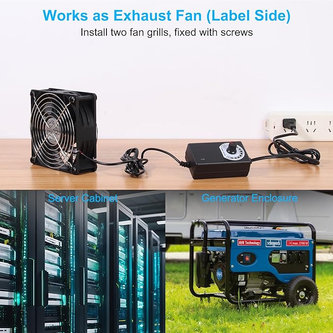 4.72" High-Speed Axial Exhaust Duct Fan with 4" Flange Adapter Stepless Speed Controller – 38mm Thick for 3D Printer Enclosure Laser Engraver Soldering Fume Extractor and Grow Tent Ventilation - Image 6