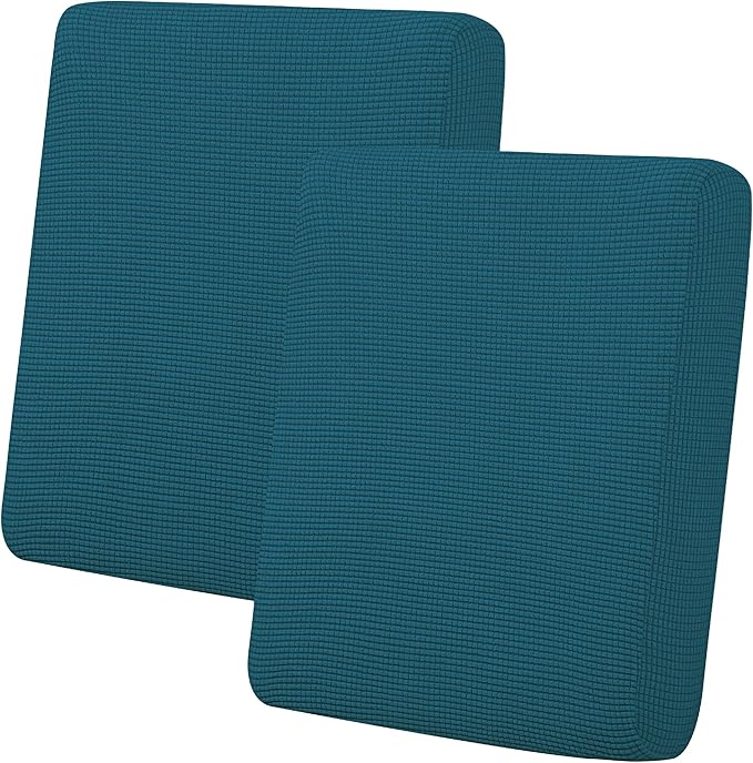 Easy-Going Stretch Individual Loveseat Couch Cushion Cover Sofa Cushion Furniture Protector Sofa slipcover Soft Flexibility with Elastic Bottom (2-Piece Loveseat Cushion Cover, Peacock Blue) by Easy-Going