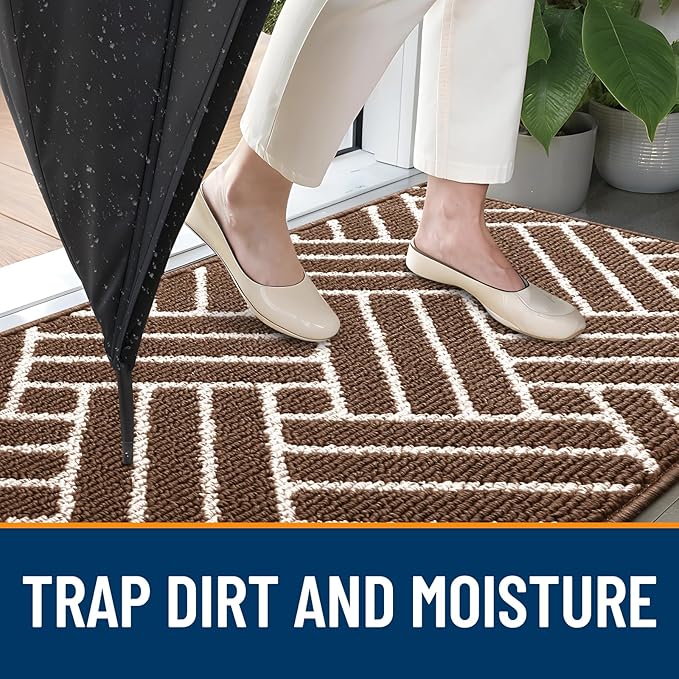 OLANLY Large Indoor Door Mat, 59x35 Inch, Dirt Resistant and Absorbent, Non-Slip Rubber Backing Floor Mats, Easy Clean Low-Profile Doormat for Entryway, Front Door, and Inside Entrance, Coffee - Image 2
