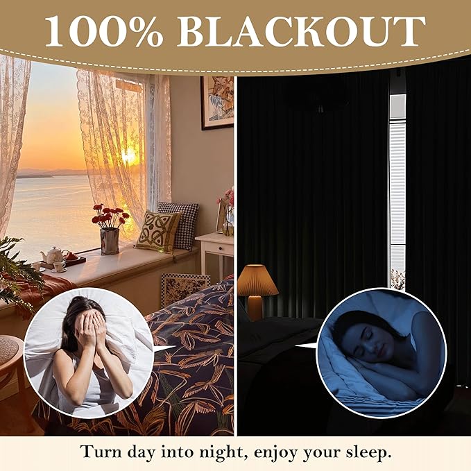 RYB HOME 100% Blackout Sage Green Linen Curtains, Light & Heat Blocking Thermal Privacy Protection Neutral Window Drapes for Living Room Bedroom, 52" W x 90" L, 2 Panels Set - Image 4