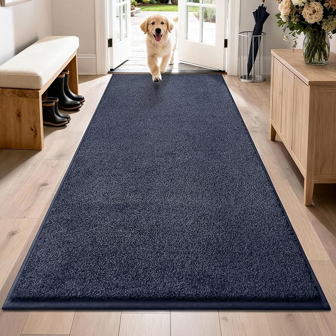 PURRUGS Dirt Trapping Door Mat 31.5" x 70", Non-Slip Machine Washable Entryway Rug, Dog Doormat, Indoor Front Door Mat, Super Absorbent Entry Rug for Muddy Shoes & Paws, Navy Blue by PURRUGS