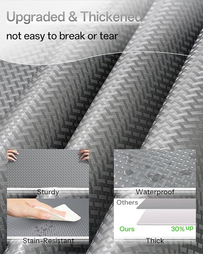 Shelf and Drawer Liner for Kitchen Cabinet, Non-Adhesive 24in x 120in Waterproof Contact Paper Refrigerator Liners Thickened Durable EVA Material Non Slip Mat for Dresser Cupboard Pantry Protector - Image 2