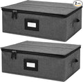 Mayniu Cup and Mug Storage Box 2Pack, China Storage Containers for 12 Tea Cups or Coffee Mugs with Zipper Lid and Rivet Reinforced Handles, Hard Shell and Stackable (Black) by Mayniu