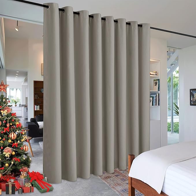 RYB HOME Extra Wide Curtains for Divider Room Separation Soundproof Temporary Door Curtains for Bedroom Closet Office Theatre Garage Living Room Privacy Drop Cloth, W 180 x L 84 inches, Sand by RYBHOME