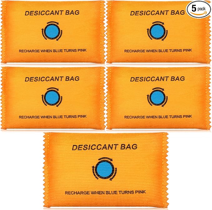 5 Packs 100g Rechargeable Desiccant Moisture Absorbing Bag for Storage Bin Silica Gel Dehumidifier Bag Reusable Indicating Desiccant Packet for Car Home Closet by Threlaco
