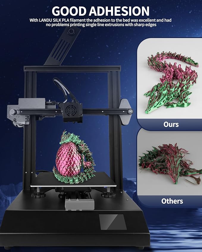 LANDU Silk Dual Color PLA Filament 1.75mm 1KG, 3D Printer Filament Dimensional Accuracy +/- 0.02mm, Coextrusion Filament PLA Shiny Filament Fits for Most FFF 3D Printers,1KG Spool (2.2lbs) Red Green - Image 4