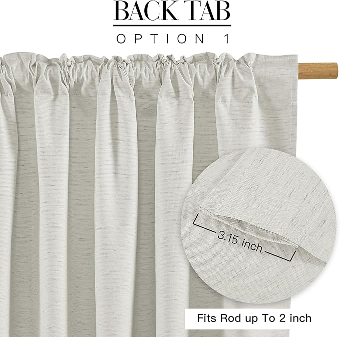 RYB HOME Ivory White 100% Blackout Curtains for Bedroom, Linen Drapes Back Tab&Rod Pocket, Thermal Insulated Privacy Assurd Curtains for Sliding Glass Doors/Dining/Living Room, W52 x L96, 2 Panels - Image 5