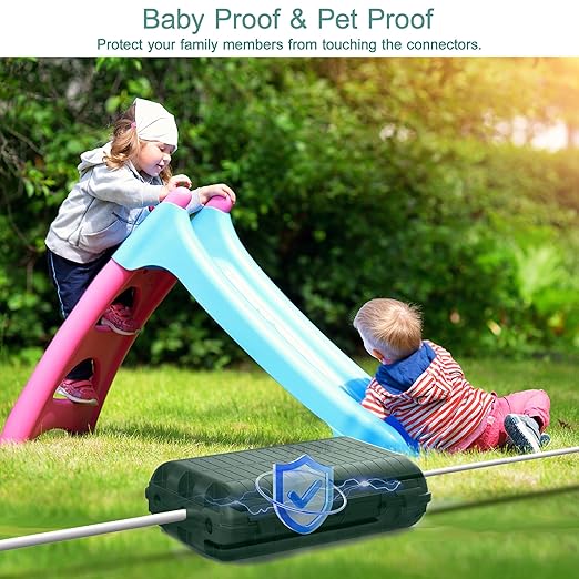Outdoor Waterproof Electrical Box, 2 Pack Large Extension Cord Cover Protector Plug Connection Cable Safety Box IP54 Water-Resistant for Power Strip, Holiday Light and Decorations, Green - Image 5