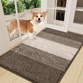 Smiry Dog Door Mat for Muddy Paws, Absorbs Moisture and Dirt, Low-Profile Entryway Mat with Non-Slip Backing, Entry Indoor Outdoor Doormat for Inside Floor (36x24 Inches, Light Brown, Striped) by Smiry