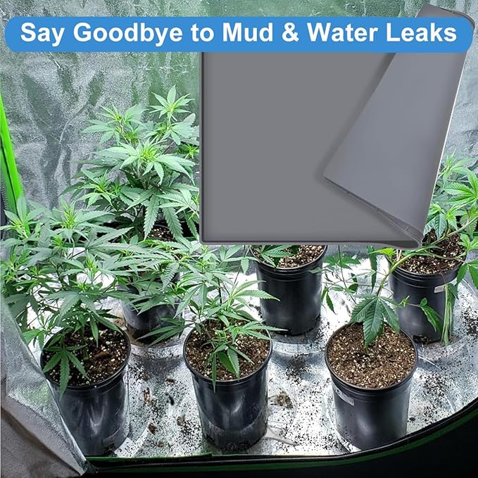 Grow Tent Mat Grow Tents Silicone Drip Pan, Grow Tent Complete System Mat with Raised Edge, Weed Growing Kit Indoor Tray Growing Tent Mat, Non-Slip Waterproof Weed Tent Pad Floor Pan 23.6"x 23.6" - Image 5