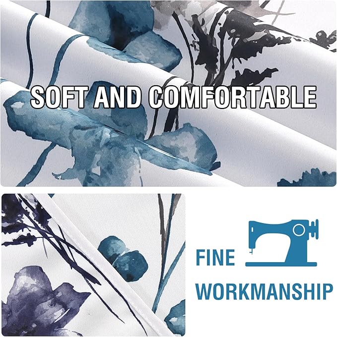 H.VERSAILTEX Tie Up Curtain Double Sided Cattleya Floral Printed Window Valance Balloon Roman Curtain, Rod Pocket,Reversible in Blue/Navy，W 42 x L 36 - Image 6