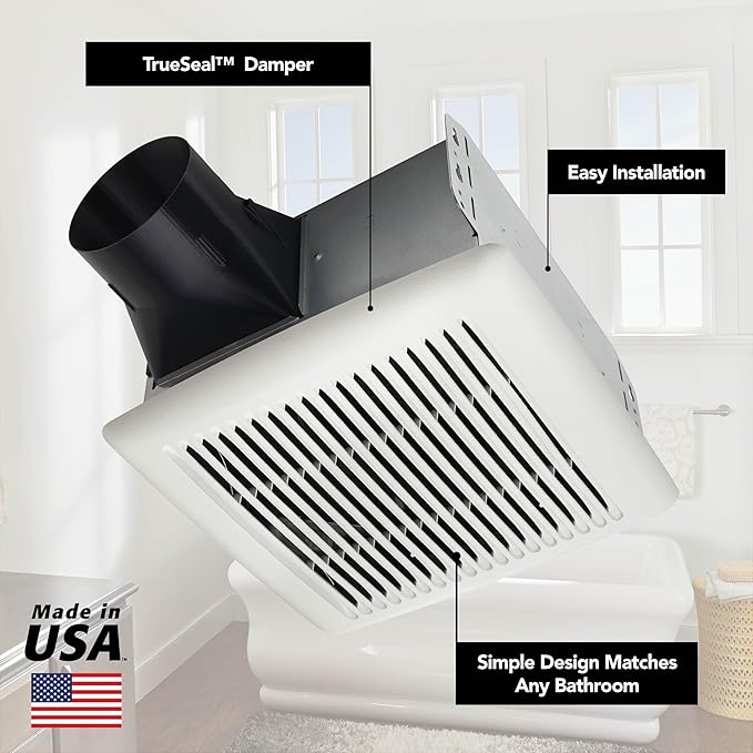 Broan-NuTone A110 Ventilation Fan with Roomside Installation, 110 CFM, 3.0 Sones,White - Image 2