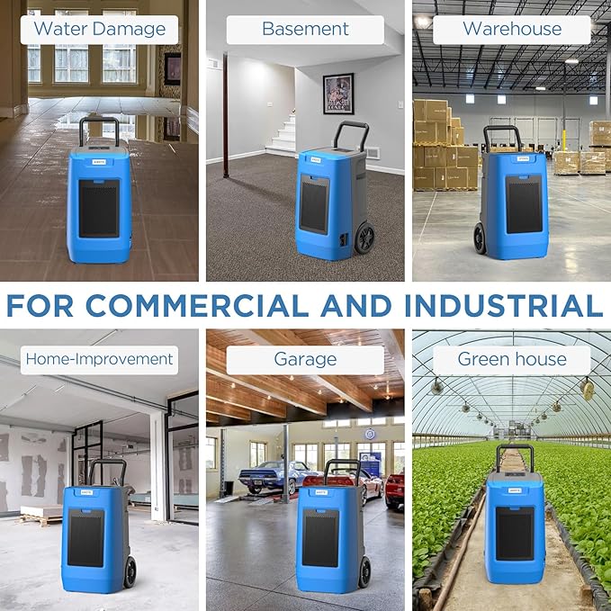 Andte 190 Pints Commercial Dehumidifier with Pump for 3,000 Sq. Ft. - Industrial-Grade Moisture Removal for Basements, Garages & Water Damage Restoration - Image 6