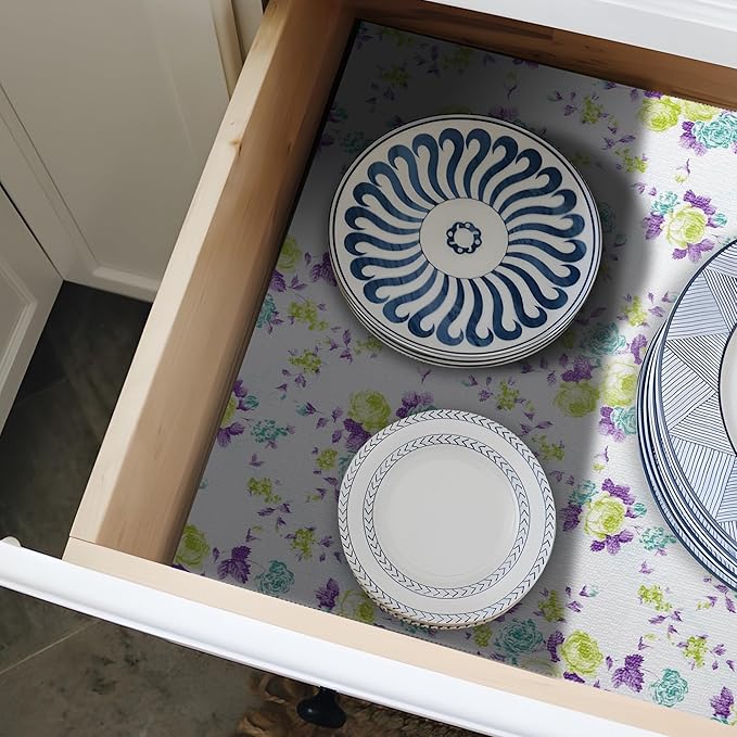 18" W x 96" L Floral Drawer and Shelf Liner for Cabinets, Non-Adhesive Strong Grip Non-Slip Flower Shelf Cabinet Kitchen Shelf Liners for Kitchen Cabinets - Image 7