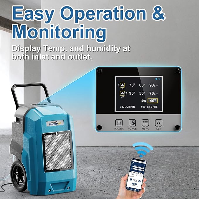 ALORAIR 180 Pints Smart WiFi LGR Commercial Dehumidifier with Pump Drain Hose, 2,300 Sq.Ft Dehumidifier Portable Industrial Dehu with Wheels for Water Damage Restore, Basements, Garages, and Job Sites - Image 2
