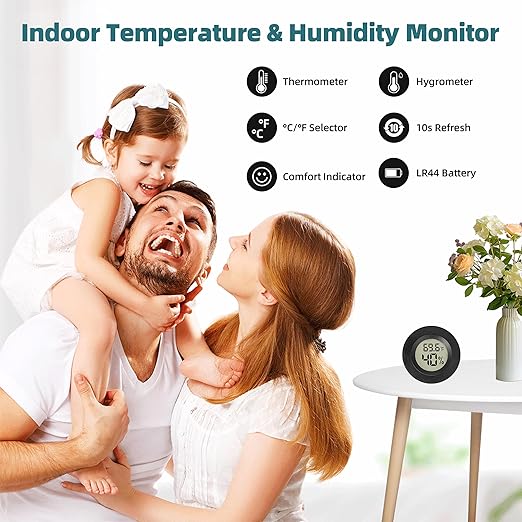 Mini Hygrometer Indoor/Outdoor Humidity Meter Hygrometer Thermometers 4 Pack Humidity Meters Gauge Mini Digital Thermometer for Humidors, Greenhouse, Garden, Cellar (4) - Image 3