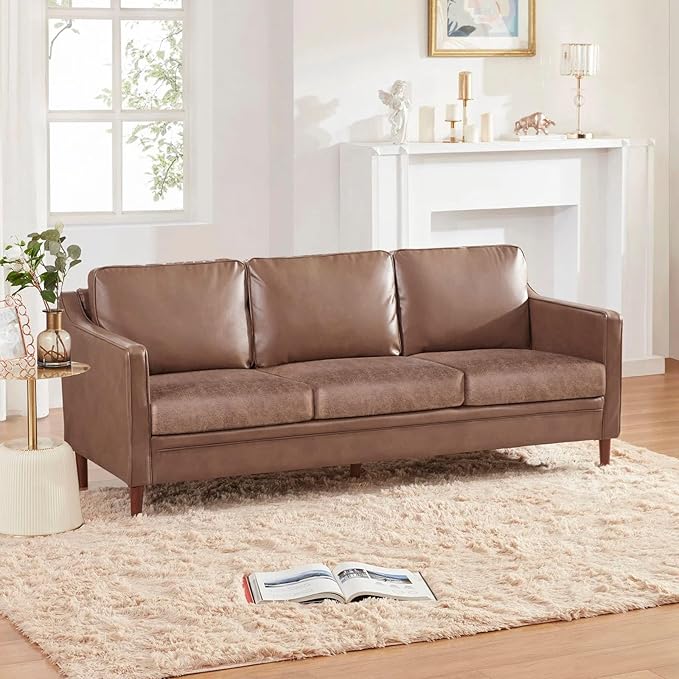 Fuloon Stretch Seat Cushion Covers, Suede Leather Look Sofa Slipcovers Couch Cushion Covers Removable Furniture Protector Large-Chair Cushion Slipcovers (Brown, 3 Pcs) - Image 8
