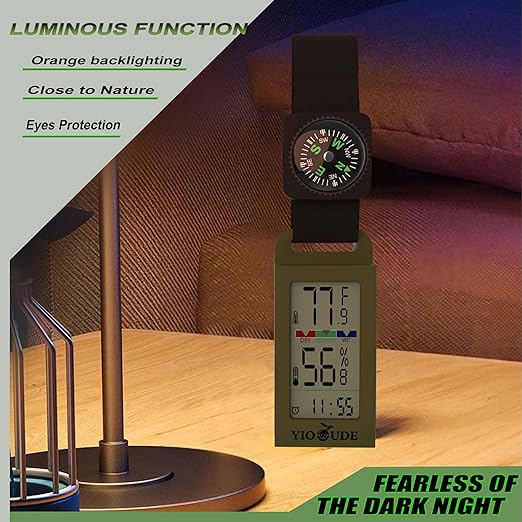 Indoor Outdoor Portable Thermometer Hygrometer with Accurate Temp & Humidity Detection Alarm Compass Crucial for a Comfortable Living Space, Camping, Workshop. Get it Now for a Controlled Environment - Image 8