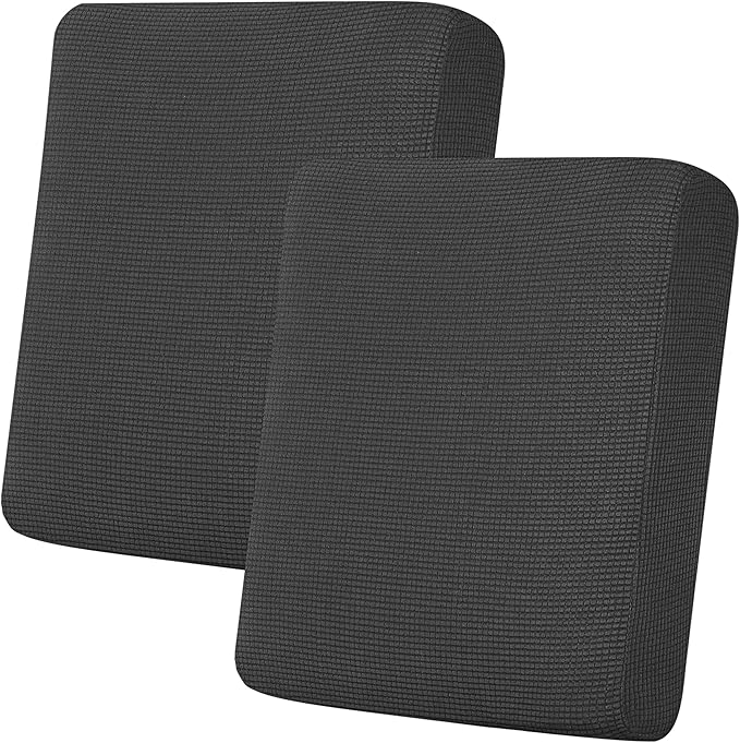 Easy-Going Stretch Individual Loveseat Couch Cushion Cover Sofa Cushion Furniture Protector Sofa slipcover Soft Flexibility with Elastic Bottom (2-Piece Loveseat Cushion Cover, Dark Gray) by Easy-Going