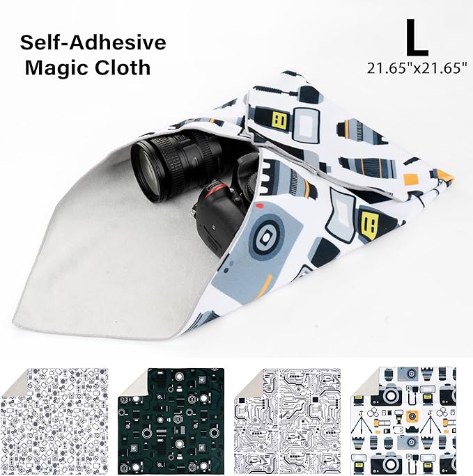 Camera Wrap, Anti-Scratch Lens Protective Wrap pouche, Magic Self-Adhesive Cloth, Universal Storage Cloth for DSLR, Smartphones, Laptops, electronics,Cosmetic,whatever you need to protect - Image 2