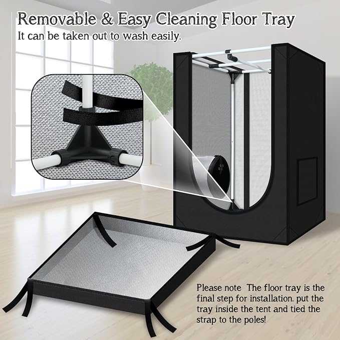 zazzy Grow Tent, 24"x24"x36" Hydroponic Mylar Grow Tent Reflective Garden Growing Dark Room with Observation Window, Removable Floor Tray and Tool Bag for Indoor Plant Growing 2'x2' - Image 5