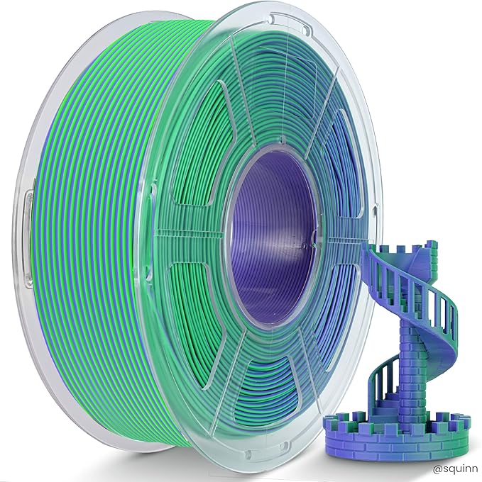 TECBEARS Dual Color PLA Filament 1.75mm, Matte PLA 3D Printer Filament, Dimensional Accuracy +/- 0.02 mm, 1KG Spool(2.2 lbs),PLA Matte Filament (Purple Green) by TECBEARS
