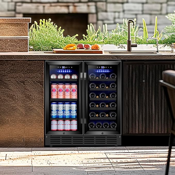 30 Inch Wine and Beverage Refrigerator, Upgrade Dual Zone Wine Cooler, 30'' Wine beverage Fridge Built in or Freestanding Under Counter Large Capacity Glass Door Advanced Cooling System,Black - Image 8