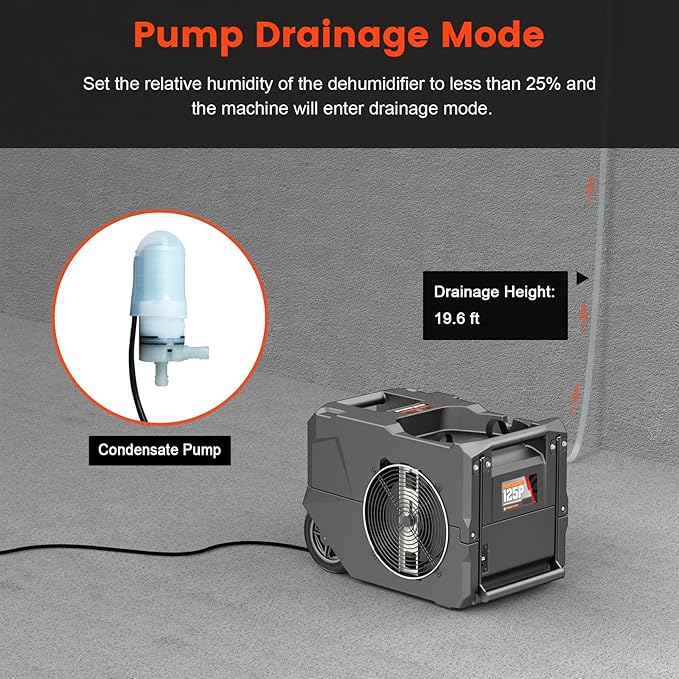 Abestorm 264 PPD Commercial Dehumidifiers with Pump and Drain Hose, Portable Industrial Dehumidifiers for Large Space, Basement, Home and Garage, Auto Defrosting - Image 5