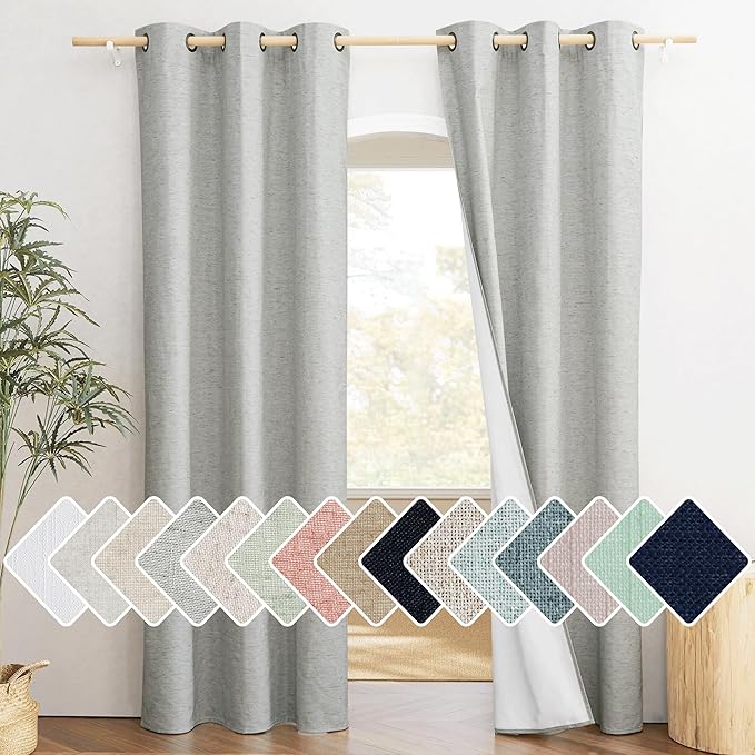 NICETOWN Grey Noise and Lights Block Out Curtains, 2 Panels, 42-inch W by 84-inch L, Thermal Insulated 100% Blackout 2-Layer Lined Drapes, Noise Cancellation Window Draperies for Dining Room by NICETOWN