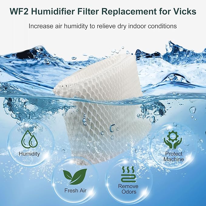 WF2 Humidifier Filter for Vicks V3100 V3500N V3700 V3800 V3900 Kaz 3020 Sunbeam 1118 Series, Fit for Honeywell HCM-350 HCM-630 Relion WA-8D Enviracaire ECM-500, Pack of 6 - Image 8