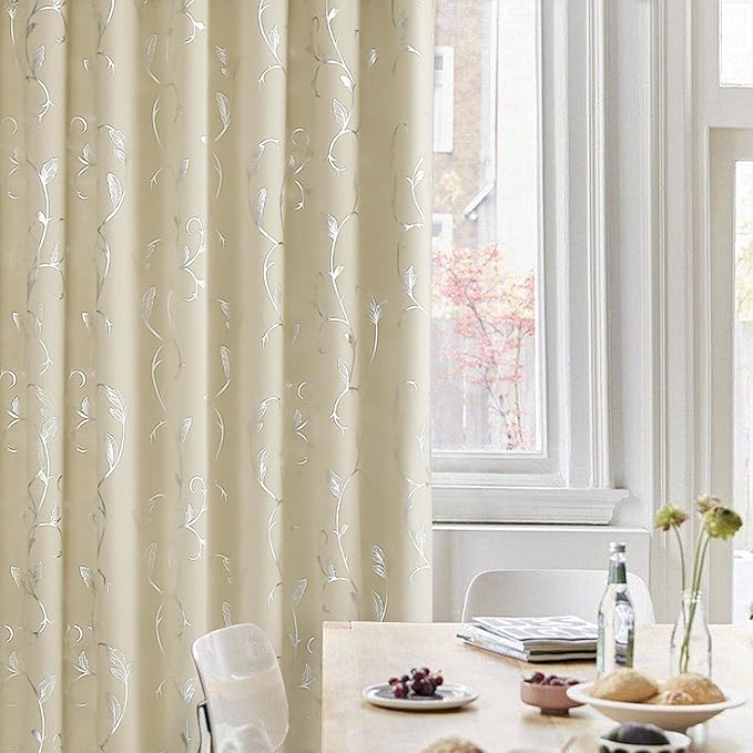 BUHUA Blackout Curtains for Sliding Door Extral Wide Room Divider Blackout Curtain Panels for Patio Bedroom Grommet Top Room Curtains & Drapes, Beige, 100Wx84L, 1 Panel - Image 7