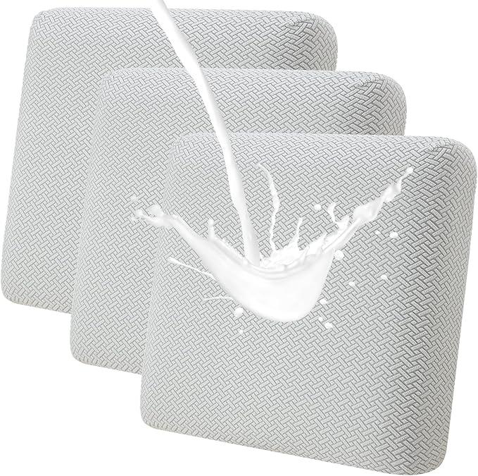 Fuloon Waterproof Couch Cushion Covers, Stretch Sofa Seat Cushion Slipcovers Solid Washable Furniture Protector Suitable for Armchair Loveseat Sofa (Light Grey, 3 Pieces) by Fuloon