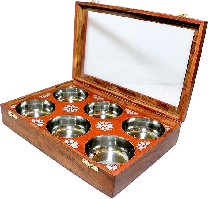 Wooden Spice Box Multipurpose Utility Table Top Glass Top Masala Dabba Containers Jars Cum Kitchen & Dry Fruit Box - Image 4