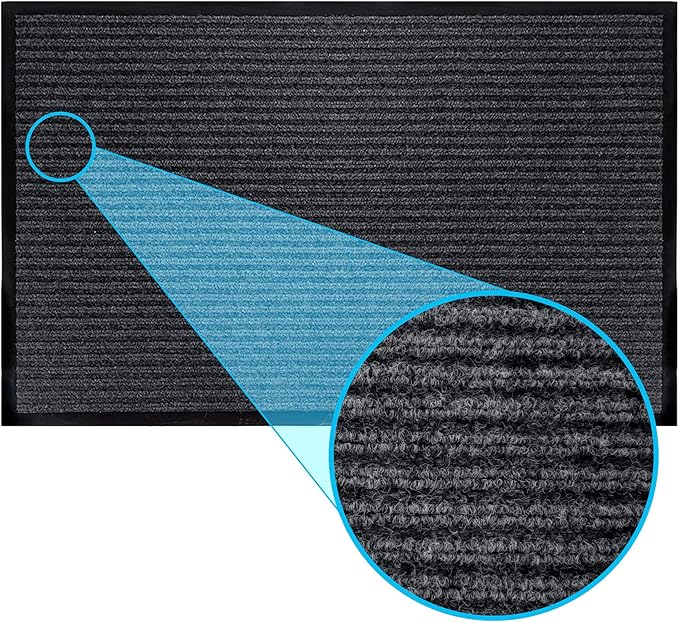 Durable Rubber Door Mat - Heavy Duty, Indoor/Outdoor, Easy Clean, Waterproof, Low-Profile Mat for Entry, Patio, Garage - Stylish (Charcoal, 6' x 2' (Mud Trapper)) - Image 8