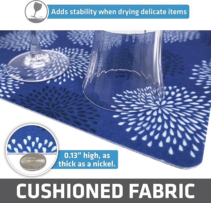 Drymate Premium Luxury Shelf & Drawer Liner, Thick Cushioned Fabric, Non-Adhesive, Absorbent, Waterproof, Slip-Resistant, Liners for Kitchen Cabinets, Cupboards (USA Made)(12”x59”)(24-Pack)(GoodBlue) - Image 5