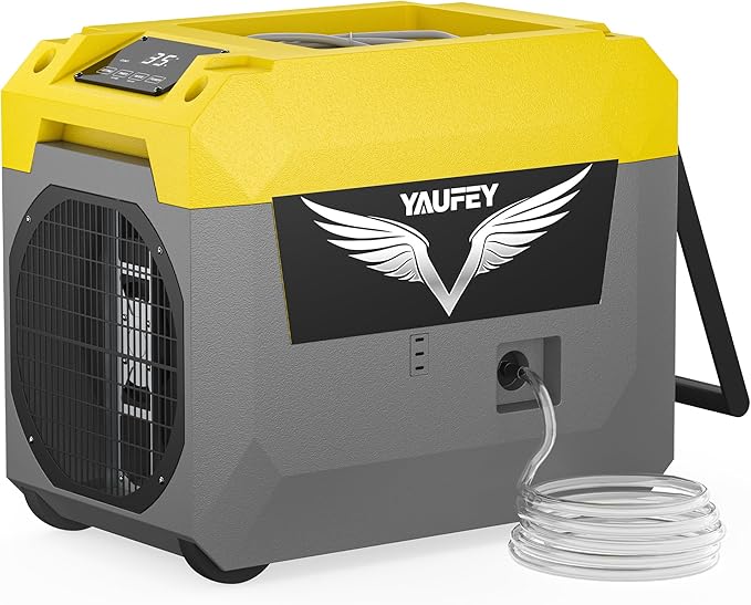 Yaufey 150 Pints Commercial Dehumidifier with Pump for Basement, Crawl Space & Water Damage Restoration，Large Dehumidifier up to 7000 Sq.Ft for Industry - 5-Year Quality Coverage by Yaufey