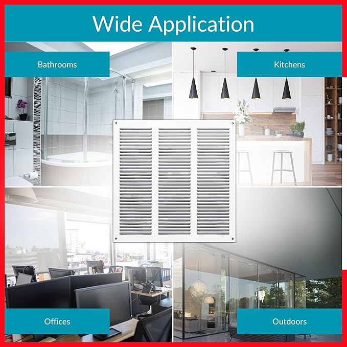 10x10 Vent Cover (Duct Opening) - White HVAC Return Air Grille for Wall and Ceiling - Metal AC Vent Cover with Mesh - Rectangular Air Register - External Dimensions: 11.81" W x 11.81" H - Image 7