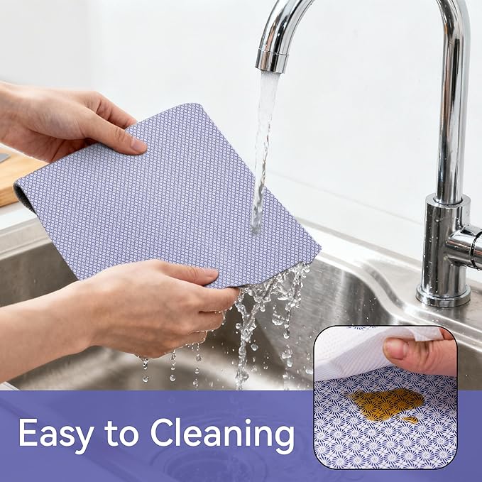 FIFTY FEET 12"x120" Non-Adhesive Shelf Liner for Kitchen Cabinets and Drawers, Washable Non-Slip PVC Cabinet Liner (Blue Circle)(5 Roll) - Image 4