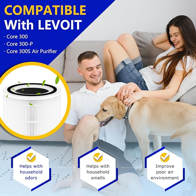 Core 300 Replacement Filter for LEVOIT Core 300S and Core 300-P Air Purifier, 3-in-1 H13 True HEPA Filter Replacement, Compared to Part # Core 300-RF, 2 Pack, White, By Improvedhand - Image 9