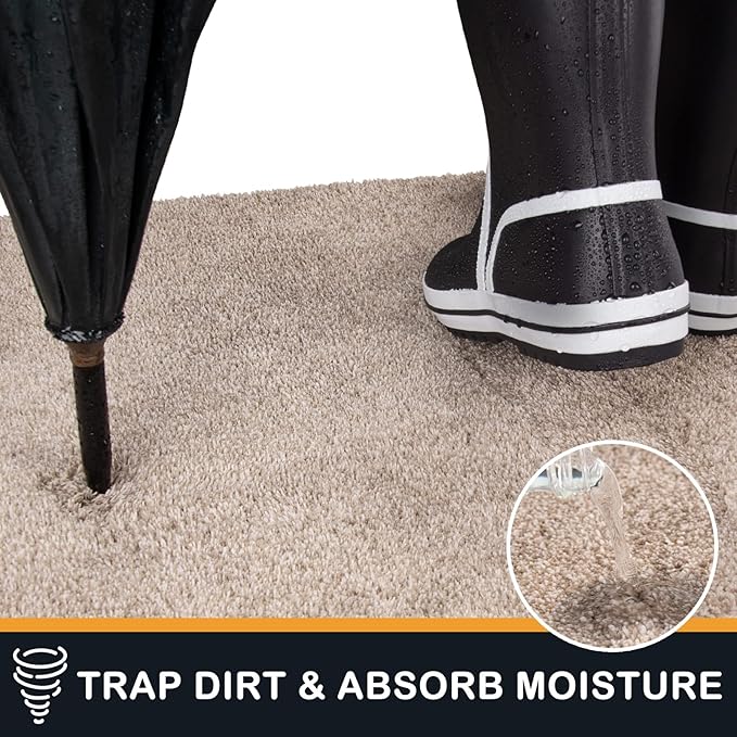 PURRUGS Dirt Trapping Door Mat 36" x 36", Non-Slip Machine Washable Entryway Rug, Dog Doormat, Indoor Front Door Mat, Super Absorbent Entry Rug for Muddy Shoes & Paws, Taupe - Image 5