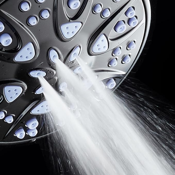 AquaDance Antimicrobial – Anti-Clog High-Pressure 6-Setting Shower Head with Microban Nozzle Protection from Growth of Mold, Mildew & Bacteria for Stronger Shower! 4" Sunset Blue - Image 6
