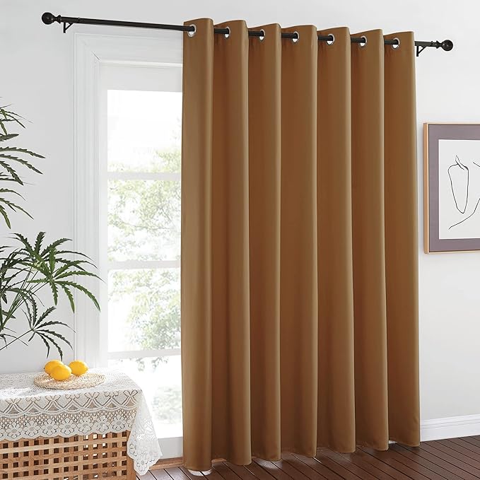 NICETOWN Patio Curtain for Sliding Glass Door - Grommet Blackout Thermal Curtain Room Darkening Sound Reducing Drape for Bedroom/Living Room (Gold Brown, 1 Panel, W100 x L84) by NICETOWN