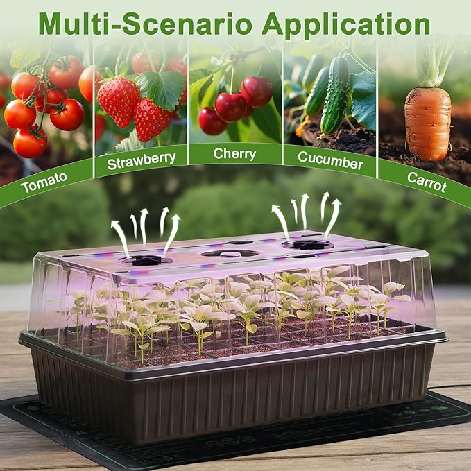 120-Cell Self-Watering Seed Starter Tray with Grow Light, Indoor Seed Starting Kit Trays with Heat Mat, Adjustable Brightness Plant Germination Trays Growing Kit with 4.13" Humidity Dome for Seed Grow - Image 7
