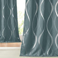 NICETOWN Blackout Curtains Panels for Living Room, Greyish Blue, 52" Wide x 84" Long, 2 Panels, Sound Reducing Thermal Insulated Wave Line Foil Print Design Curtains for Patio Sliding Glass Door by NICETOWN
