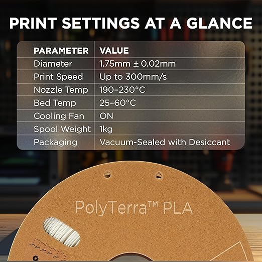 Polymaker Matte PLA Filament Matte Cotton White 1.75mm 3kg 3D Printing Filament, PolyTerra 3D Printer PLA Filament - Image 6