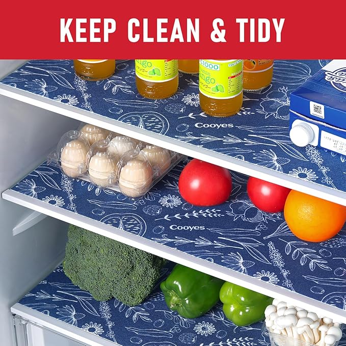 Cooyes Large Fridge Liners for Refrigerator, 17.7" × 24", Drawer & Shelf Liners for Kitchen Cabinets Non-Adhesive, Breathable Cloth Material, Non-Slip, Keep Produce Fresh Longer - Image 2