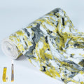 Drawer and Shelf Liner - Yellow Black Marble Pattern,Non Adhesive Non Slip Waterproof Easy-Clean Liner for Kitchen Cabinet, Refrigerator, Bathroom, Pantry Storage Drawers, 17 in x 30 Ft by Kimhan